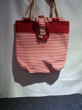 Classic Red & White Striped Tote Bag